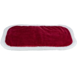 TRIXIE Xmas Nevio ovale Matte für Hund oder Katze, weiß/rot 98x58 cm