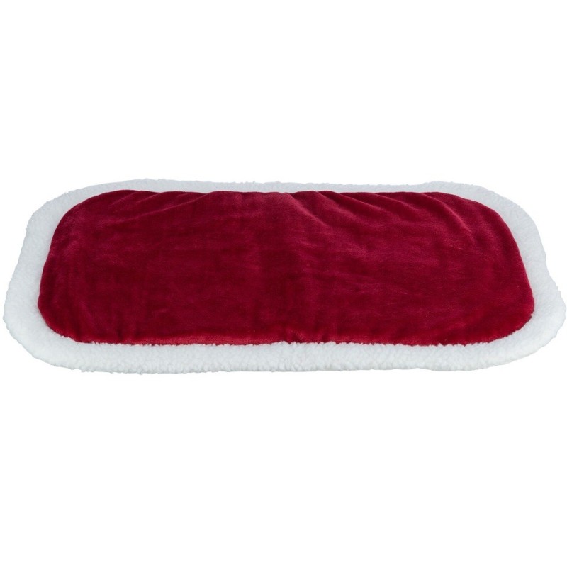 TRIXIE Xmas Nevio ovale Matte für Hund oder Katze, weiß/rot 98x58 cm