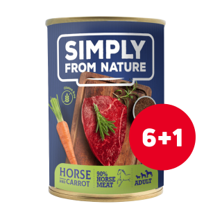 SIMPLY FROM NATURE Hundenassfutter Pferdefleisch mit Leinsamen 6 x 400 g + 1 gratis