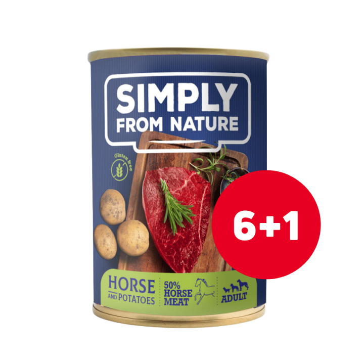 SIMPLY FROM NATURE Nasses Pferdefleisch mit Kartoffeln 6 x 400 g + 1 GRATIS