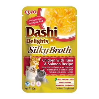 INABA Cat Dashi Delights Silky Broth Huhn, Thunfisch und Lachs 40g