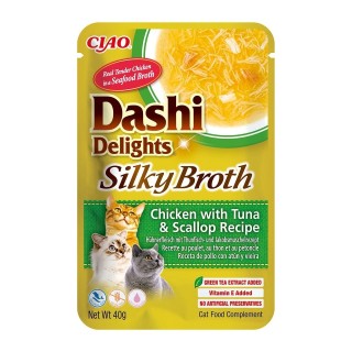 INABA Cat Dashi Delights Silky Broth Huhn, Thunfisch und Jakobsmuscheln 40g