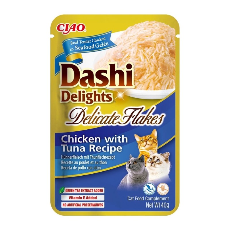 INABA Cat Dashi Delights Delicate Flakes Huhn und Thunfisch 40g