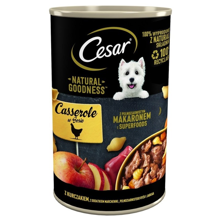CESAR 400 g Hundenassfutter in Sauce mit Huhn, Karotten, Vollkornnudeln und Apfel