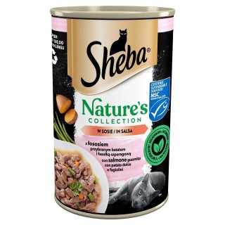 SHEBA 400 g Nature's Collection: Nassvollnahrung für adulte Katzen mit Lachs, Süßkartoffeln und grünen Bohnen in Sauce