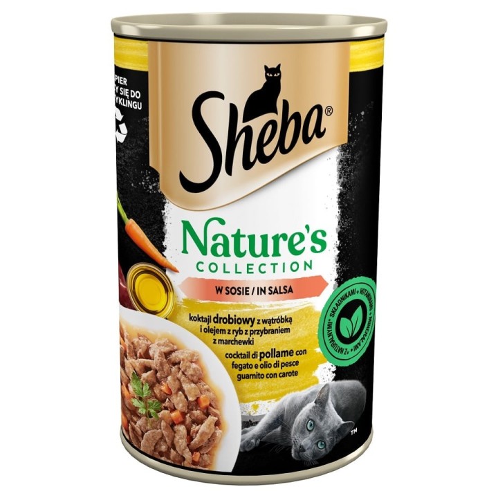 SHEBA 400 g Dose Nature's Collection: Nassvollnahrung für adulte Katzen mit Geflügel Cocktail mit Leber und Fischöl, garniert