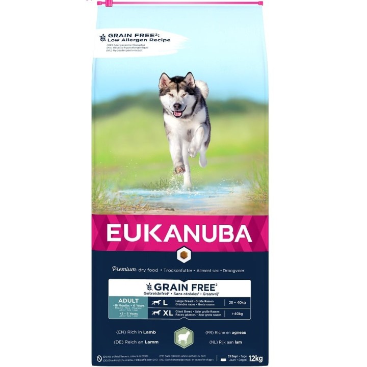 EUKANUBA Grain Free L Adult Lamm 12 kg für erwachsene Hunde großer Rassen