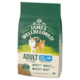 JAMES WELLBELOVED Adult 4 kg Trockenvollnahrung für ausgewachsene Katzen von 1-7 Jahren, reich an Fisch