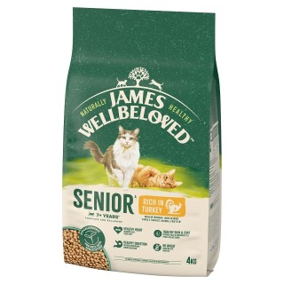 JAMES WELLBELOVED Senior 4 kg Trockenvollnahrung für ältere Katzen nach 7 Jahren, reich an Pute
