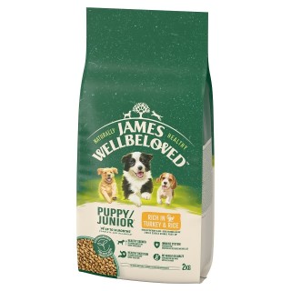 JAMES WELLBELOVED Junior 2 kg Trockenvollnahrung für Welpen unter 14 Monaten, reich an Pute und Reis