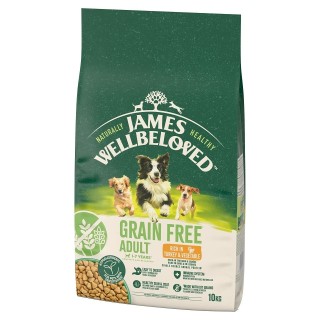 JAMES WELLBELOVED Adult 10 kg getreidefreies Trockenvollfutter für ausgewachsene Hunde von 1-7 Jahren, reich an Putenfleisch
