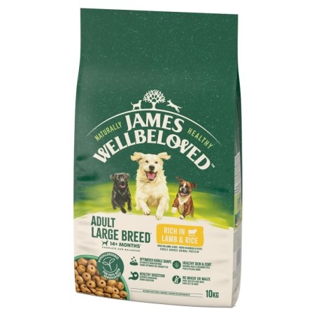 JAMES WELLBELOVED Adult 10 kg Trockenvollnahrung für ausgewachsene Hunde großer Rassen von 14 Monaten bis 10 Jahren mit viel