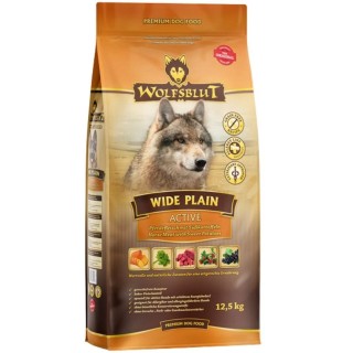 WOLFSBLUT Wide Plain Active Trockenfutter für aktive erwachsene Hunde mit Pferdefleisch und Süßkartoffeln 12,5 kg