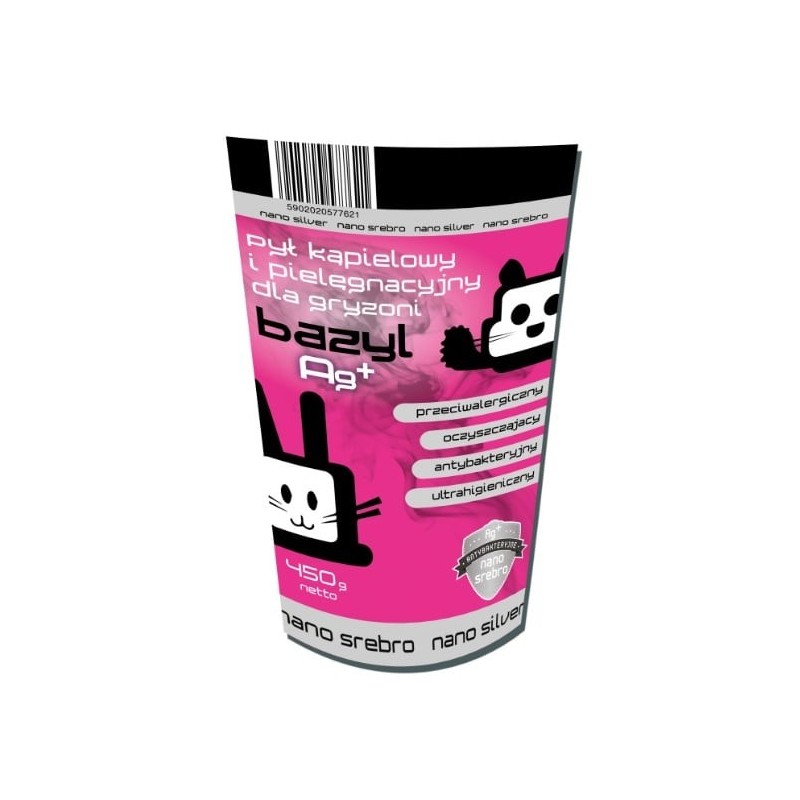 BAZYL Ag+ Bentonit Pflegestaub für Nagetiere 450 g