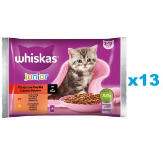 WHISKAS Junior Beutel 52x85g Nassfutter für Kätzchen mit Rind und Huhn in Sauce
