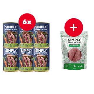 SIMPLY FROM NATURE Nassfutter für Hunde Ente mit Karotten 6 x 400 g + Snack GRATIS