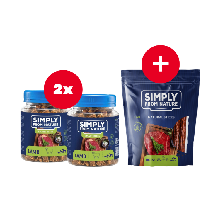 SIMPLY FROM NATURE Smart Bites Trainingssnacks mit Lammfleisch für Hunde 2 x 130 g + Snack GRATIS