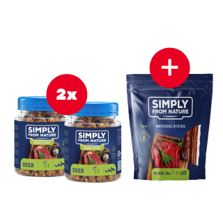 SIMPLY FROM NATURE Smart Bites Trainingssnacks mit einem Reh für Hunde 2 x 130 g + Snack GRATIS
