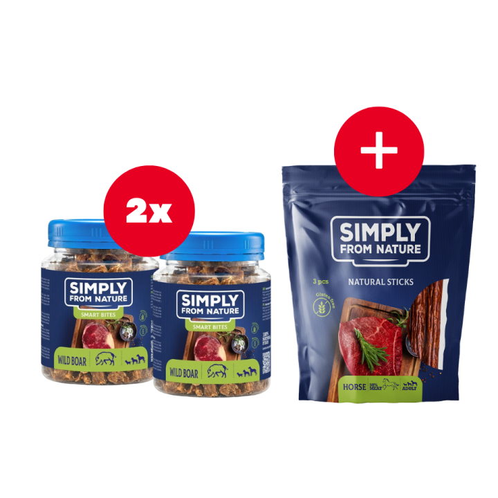 SIMPLY FROM NATURE Smart Bites Trainingssnacks mit Wildschwein für Hunde 2 x 130 g + Snack GRATIS