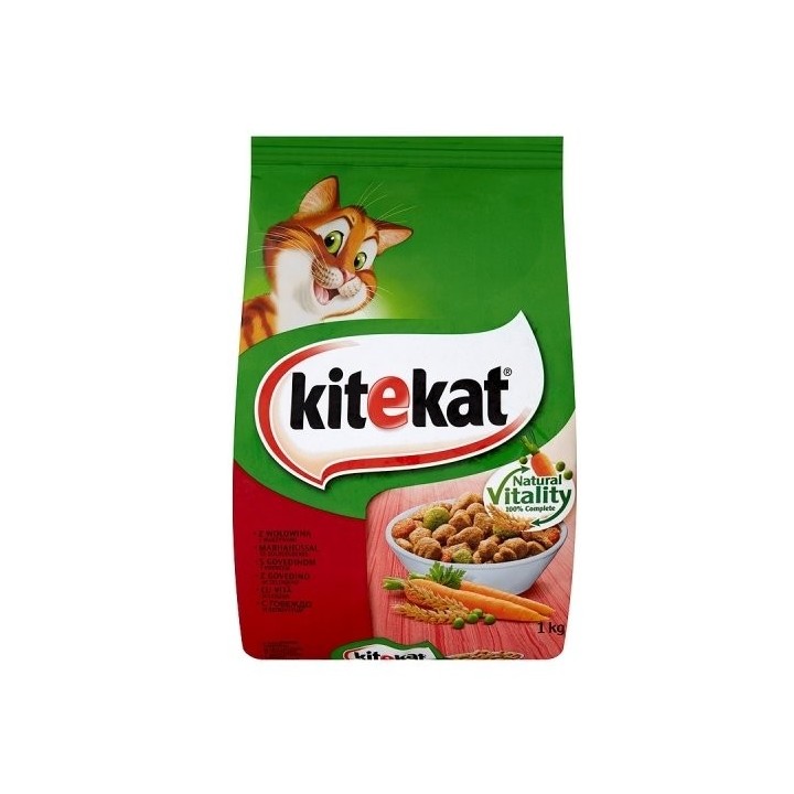 KITEKAT Trockenfutter für Katzen mit Rind und Gemüse 6x300g