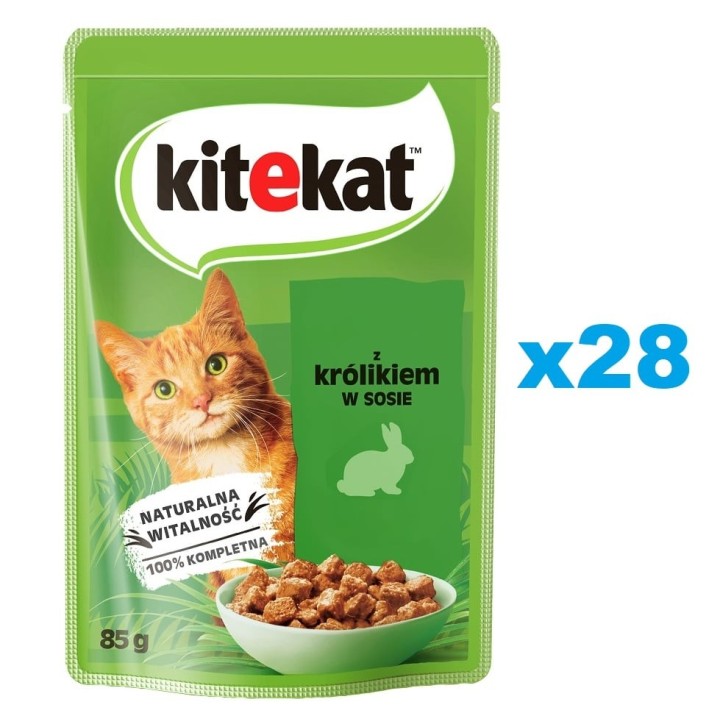 KITEKAT 28x85 g: Kaninchen in Soße für adulte Katzen