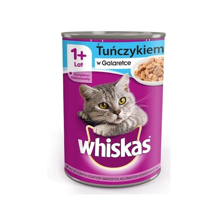 WHISKAS Adult 12x400 g Nassfutter mit Thunfisch in Gelee