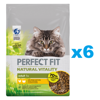 PERFECT FIT Natural Vitality 1+ Trockenfutter mit Huhn und Truthahn adulte Katzen 6x650 g