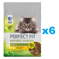 PERFECT FIT Natural Vitality 1+ Trockenfutter mit Huhn und Truthahn adulte Katzen 6x650 g