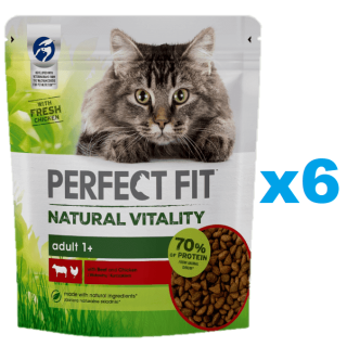 PERFECT FIT Natural Vitality 1+ Trockenfutter mit Rind und Huhn 6x650 g