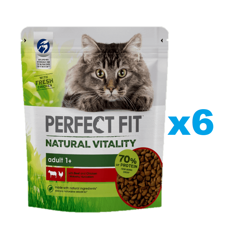 PERFECT FIT Natural Vitality 1+ Trockenfutter mit Rind und Huhn 6x650 g