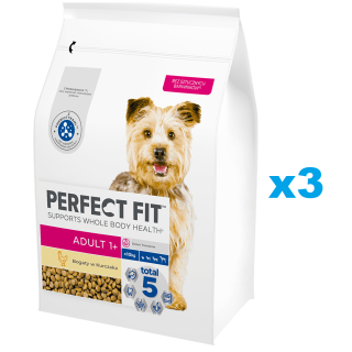 PERFECT FIT Adult 1+ Trockenfutter mit Huhn adulte Hunde kleine Rassen 3x2,6 kg