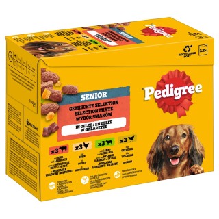 Pedigree Senior Frischebeutel Multipack in Gelee - Sparpaket: Gemischte Selektion in Gelee (4 Varietäten) 24 x 100 g