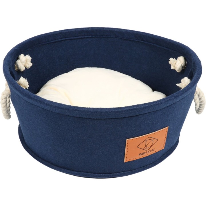 D&D HOME Runder Filzkorb blau - L