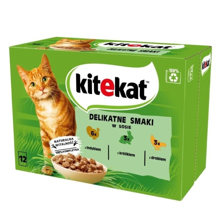 KITEKAT 12x85g Katzennassfutter mit Truthahn, Kaninchen, Geflügel in Soße