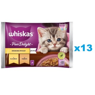 WHISKAS Junior Beutel 52x85g Nassfutter in Gelee mit Huhn, Truthahn für Kätzchen