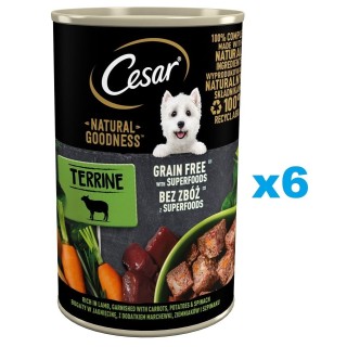 CESAR Natural Goodness in Terrine 6x400 g reich an Lammfleisch mit Karotten, Kartoffeln und Spinat