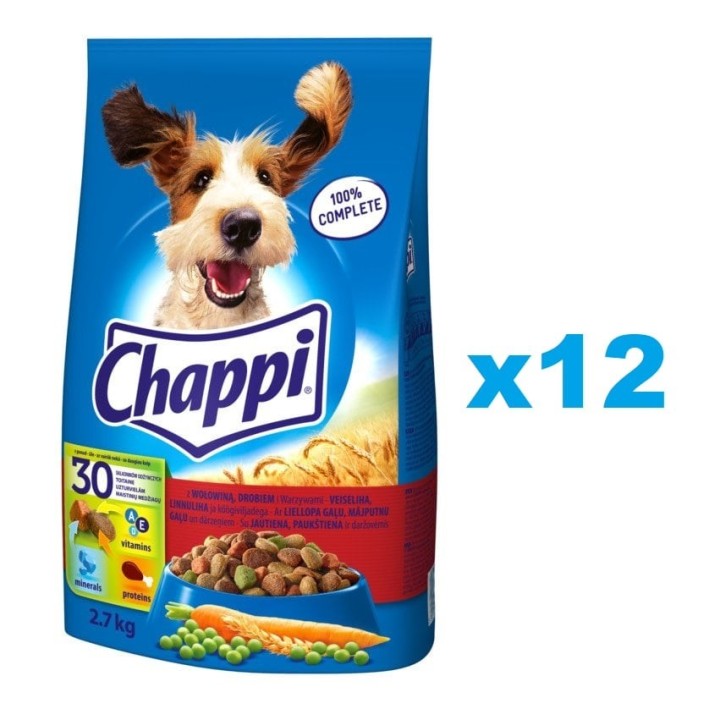 CHAPPI 3x2.7 kg - Trockenfutter mit Rind, Geflügel, Gemüse