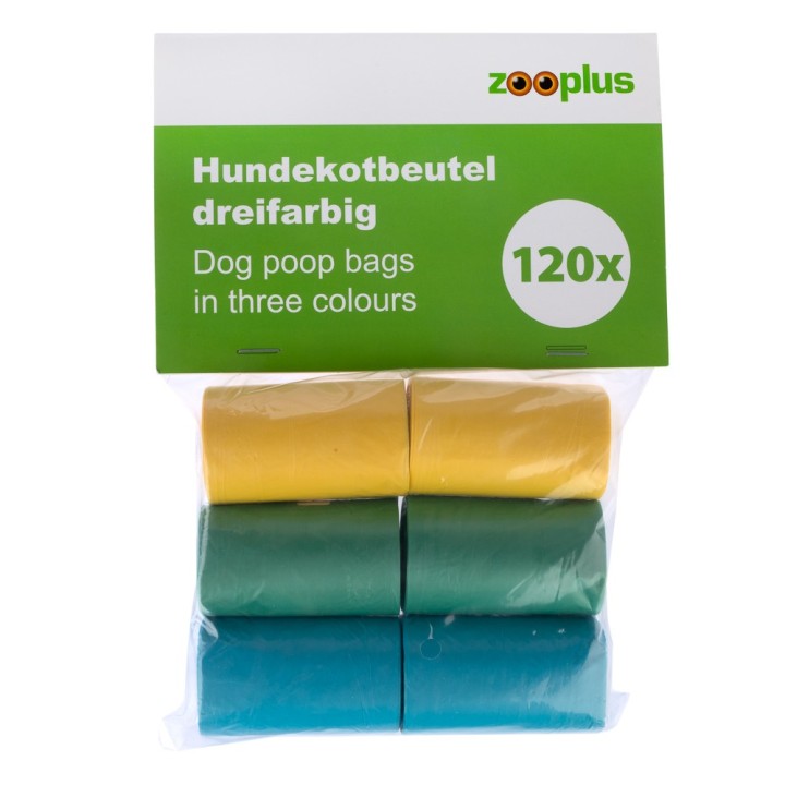 Hundekotbeutel dreifarbig - 6 Rollen à 20 Beutel (120 Beutel)