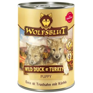 WOLFSBLUT Hundenassfutter Wild Duck & Turkey Puppy Truthahn & Ente - 395 g