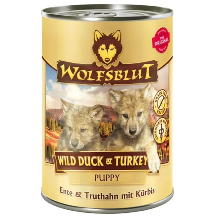WOLFSBLUT Hundenassfutter Wild Duck & Turkey Puppy Truthahn & Ente - 395 g