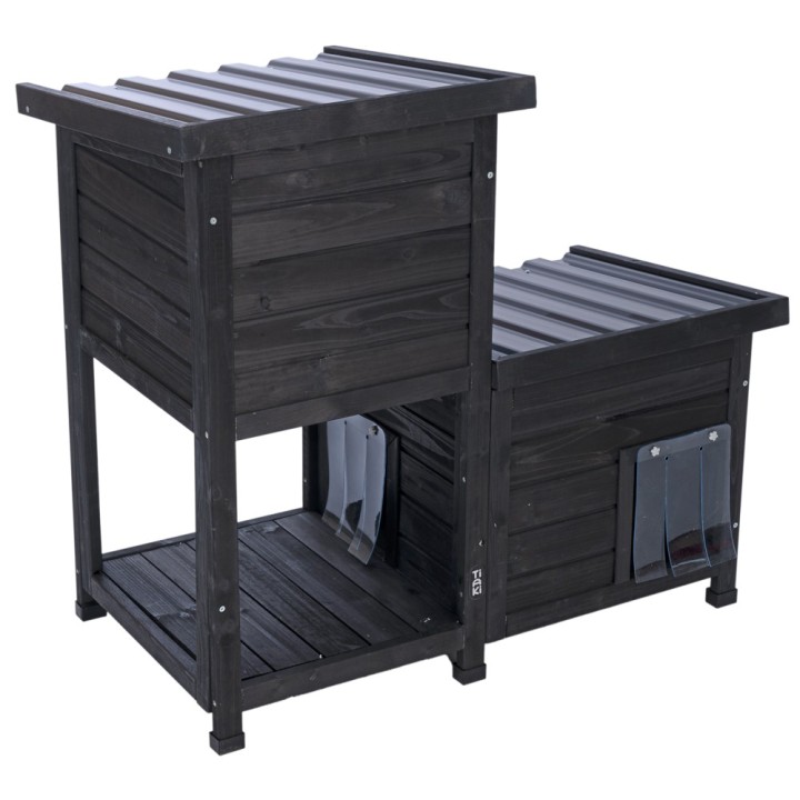 TIAKI Zweistöckiges Katzenhaus Mitternacht - L 91,5 x B 49 x H 82,5 cm