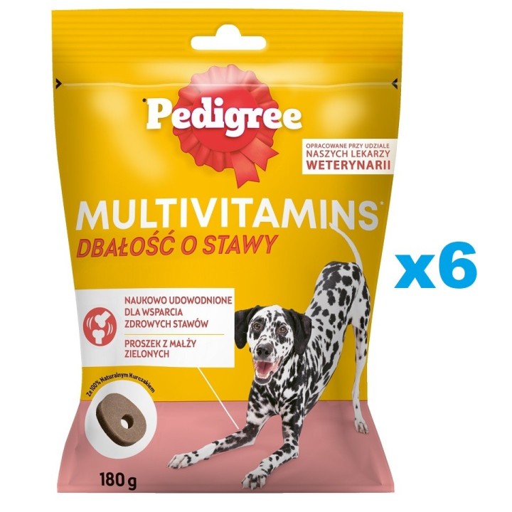 PEDIGREE Multivitamins Gelenkpflege 6x180g: Ergänzungsfutter für ausgewachsene Hunde mit Huhn.