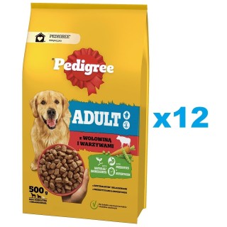 PEDIGREE Adult 12 x 500 g mit Rindfleisch und Gemüse für große und mittelgroße Hunde