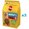 PEDIGREE Adult 3 x 2.6 kg mit Rindfleisch und Gemüse für große und mittelgroße Hunde