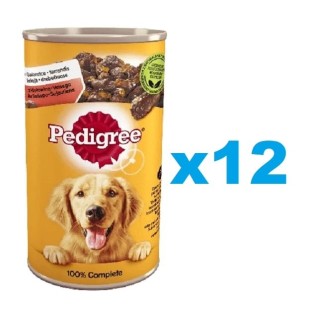 PEDIGREE Adult Dose 12 x 1200g Nassvollnahrung für adulte Hunde, mit Huhn und Karotten in Gelee