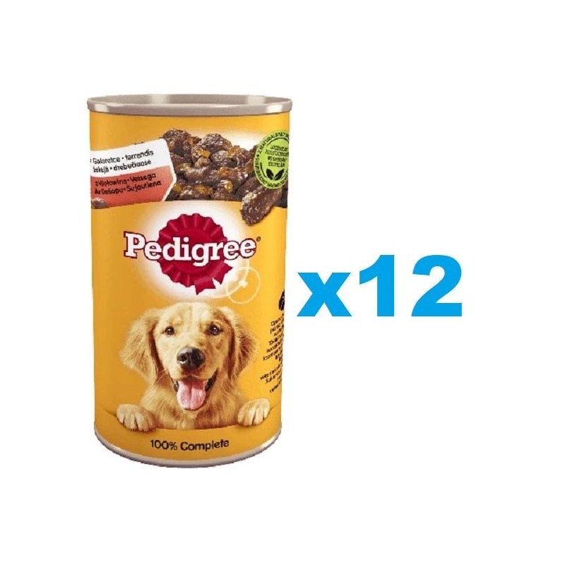 PEDIGREE Adult Dose 12 x 1200g Nassvollnahrung für adulte Hunde, mit Huhn und Karotten in Gelee