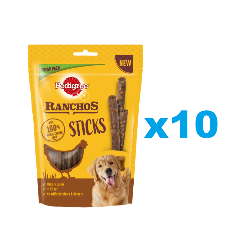 PEDIGREE Ranchos Sticks 10 x 60 g Hühnerleber Hundeleckerlis
