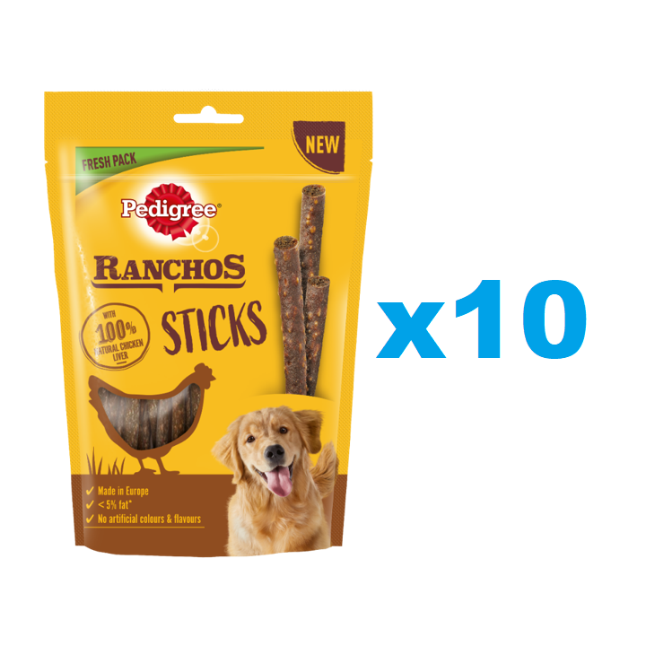PEDIGREE Ranchos Sticks 10 x 60 g Hühnerleber Hundeleckerlis