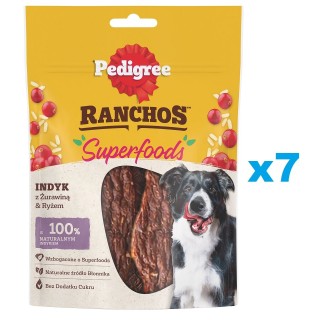 PEDIGREE RANCHOS Superfoods 7 x 70g: Leckerlis mit Truthahn, Cranberries und Reis