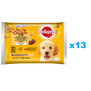 PEDIGREE Junior Mix 52x100g: Nassfutter für Welpen mit Reis, Huhn und Rind in Gelee